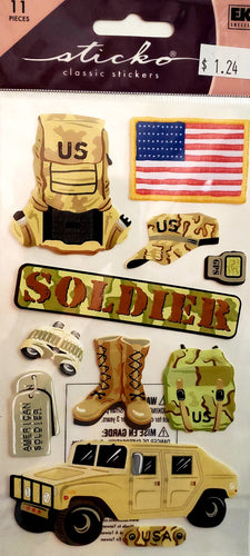 Sticko  - flat sticker sheets - us soldier