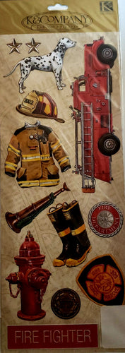 K and company -  x large embossed sticker sheet - Firefighter