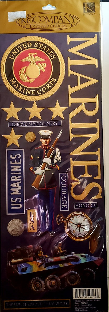 K and company -  x large embossed sticker sheet - Marines foil