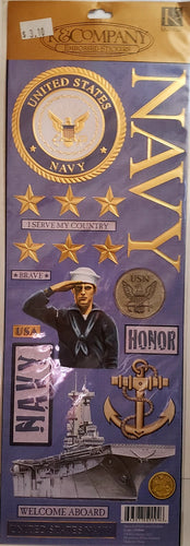 K and company -  x large embossed sticker sheet - Navy foil