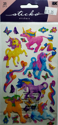 Sticko  - flat sticker sheets -  opal glitter unicorns