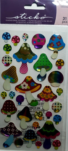 Sticko  - dimensional epoxy sticker sheets -  magic mushrooms