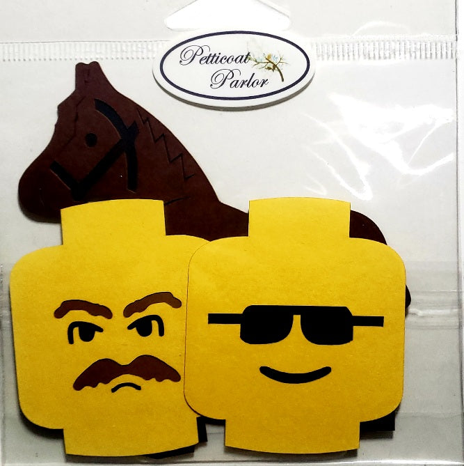 Petticoat parlor - layered laser cut  -.block heads and horse - like lego