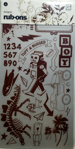 Basic Grey - rub on sheet - rub-ons boys toys brown