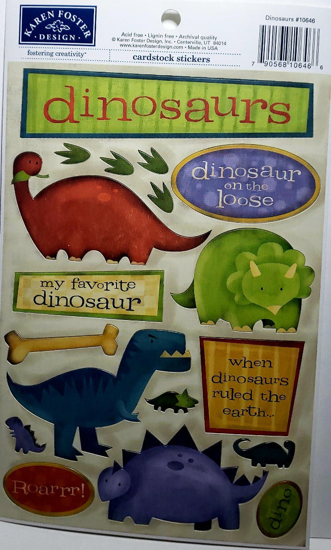 Karen Foster - cardstock sticker sheet - dinosaurs