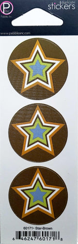 Pebbles Inc -  cardstock sticker - brown blue stars circles
