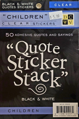 Die cuts with a view DCWV - clear stickers quote stack book - children black and white