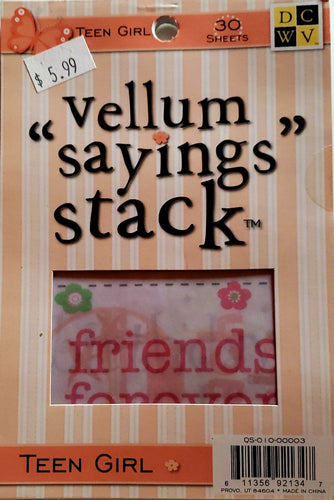 Die cuts with a view DCWV - vellum quote sayings stack book - teen girl