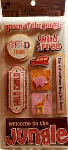Die cuts with a view DCWV - safari kids dimensional stickers