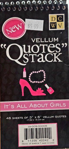 Die cuts with a view DCWV - quote stack book - its all about girls vellum quote sayings stack