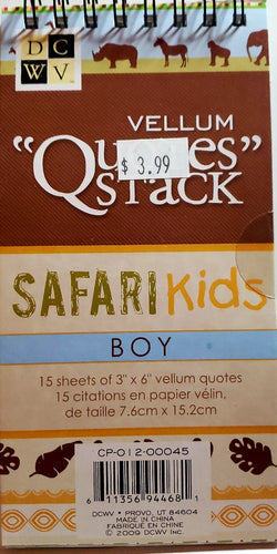 Die cuts with a view DCWV - quote stack book - safari kids boy vellum quote sayings stack