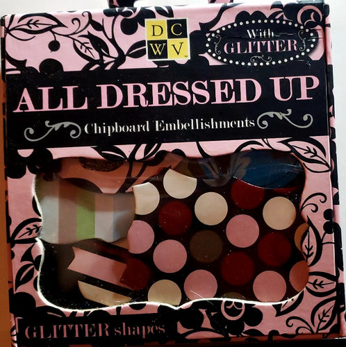 Die cuts with a view DCWV -  glitter chipboard shapes - all dressed up