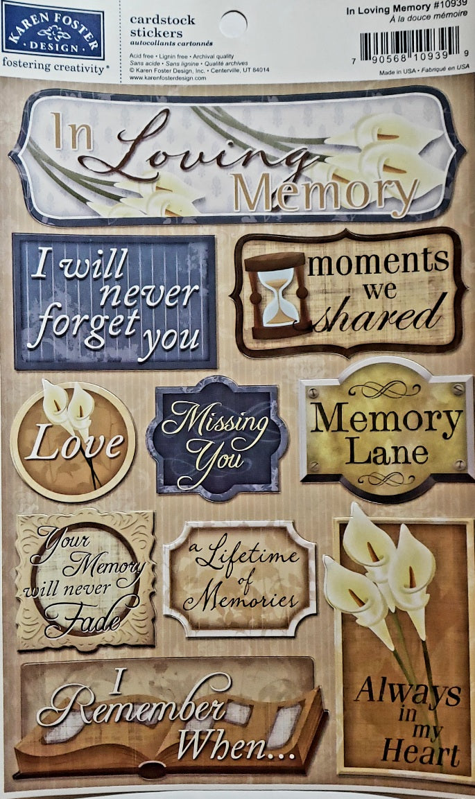 Karen Foster - cardstock sticker sheet - in loving memory