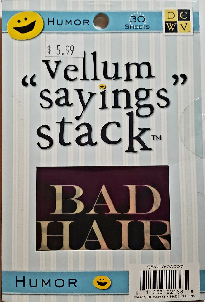 Die cuts with a view DCWV - vellum sayings stack book - Humor