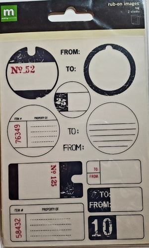Making Memories - rub on sheets - Tags