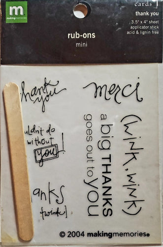 Making Memories - rub on sheets - Thank you