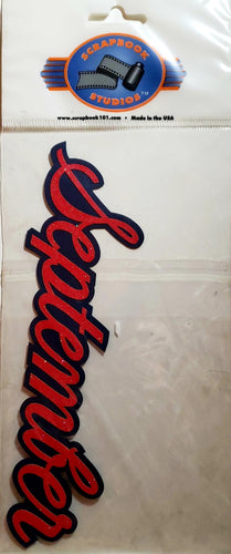 Scrapbook 101 - laser cut design title - Month September glitter