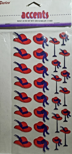 Darice  - flat sticker sheet - red hat society hats