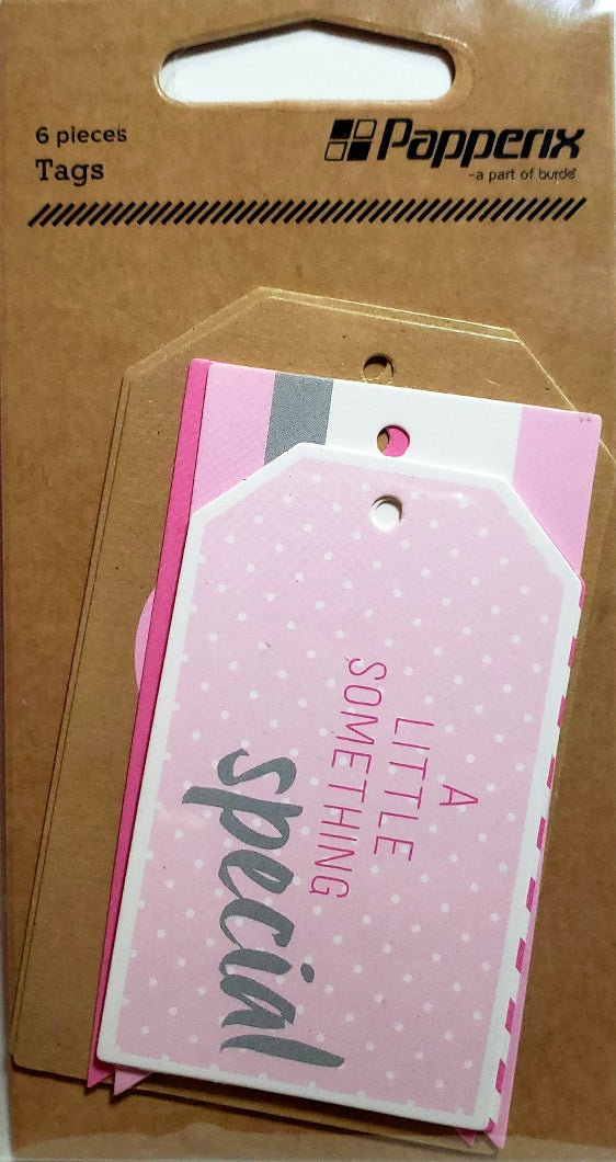 Papperix die cut shapes embellishments - tags pink