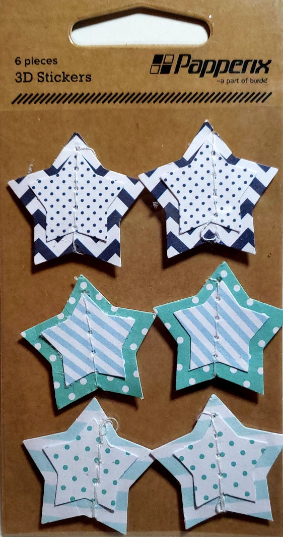 Papperix die cut shapes embellishments - 3d stars blue