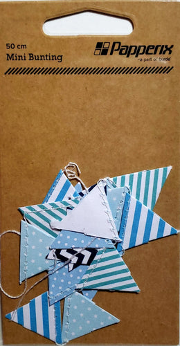 Papperix die cut glitter shapes embellishments - mini bunting blue