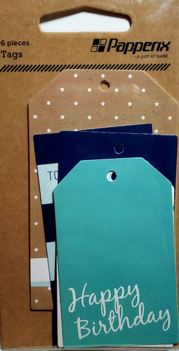 Papperix die cut glitter shapes embellishments - tags - birthday blue