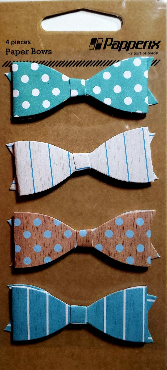 Papperix die cut glitter shapes embellishments - paper bow blue