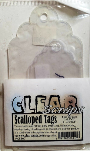 Clear scraps - clear plastic acrylic tag  - scalloped tags
