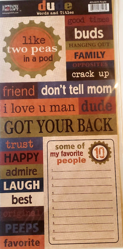 The Paper Loft  - cut out sheet - dude words and  titles people