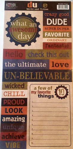 The Paper Loft  - cut out sheet - dude words and  titles things