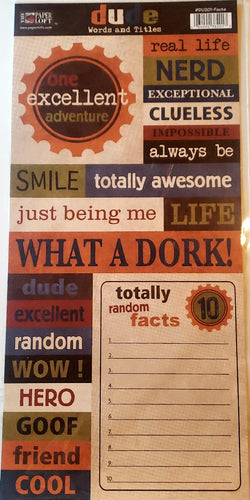 The Paper Loft  - cut out sheet - dude words and  titles