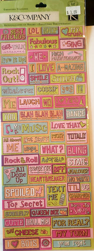 K and company - flat stickers - glam girl embossed words