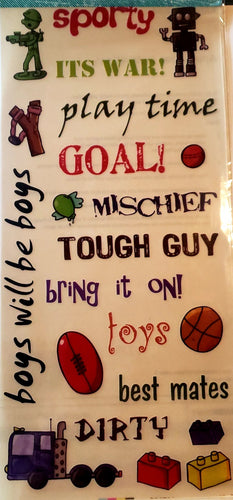 Kaiser crafts rub ons sheet -  boy toys