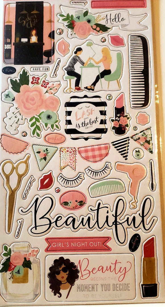 Echo park chipboard accents stickers - salon