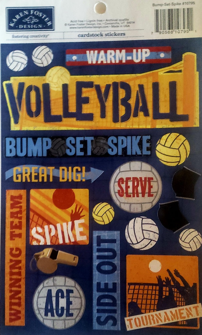 Karen Foster Cardstock Sticker - bump set spile volleyball