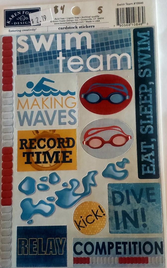 Karen Foster Cardstock Sticker - swim team swimming