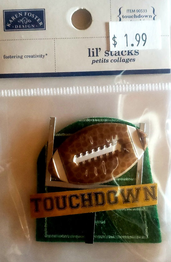 Karen Foster stacked sticker dimensional - lil' stacks football touchdown