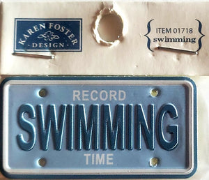 Karen Foster sticker dimensional - mini license plate swim swimming