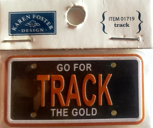 Karen Foster sticker dimensional - mini license plate track