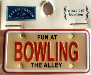 Karen Foster sticker dimensional - mini license plate bowling