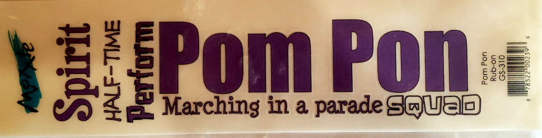 Moxxie - rub ons title - pom pon purple