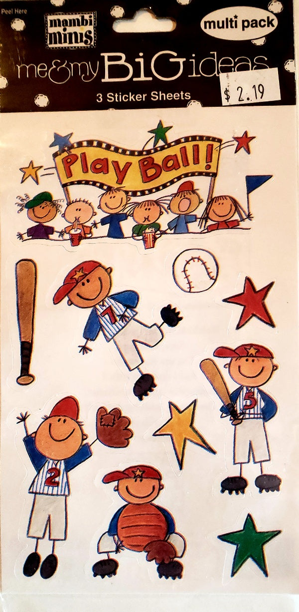 Me and my big ideas MAMBI mini kids - 3 sticker sheets - baseball