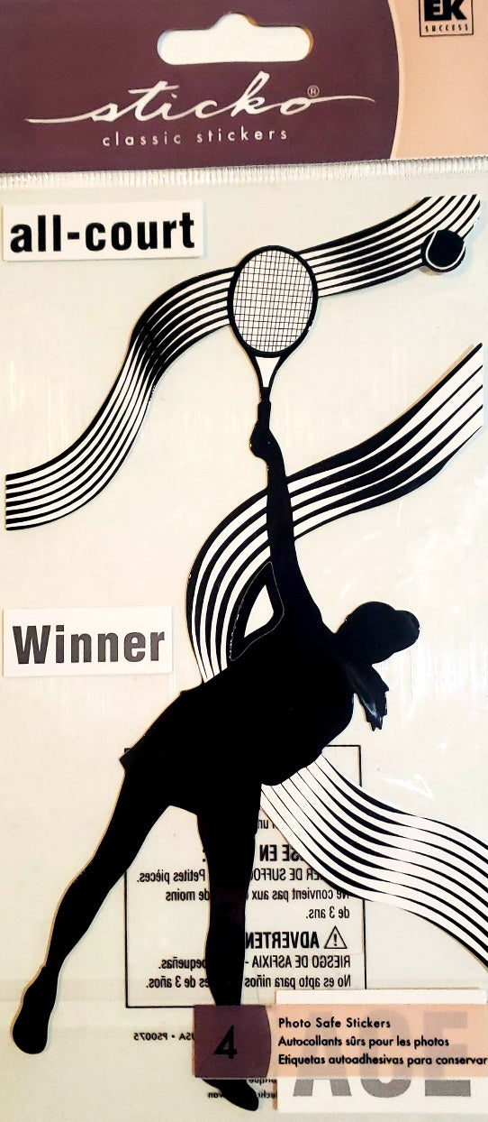 Sticko  - flat sticker sheets -  tennis female / girl silhouette
