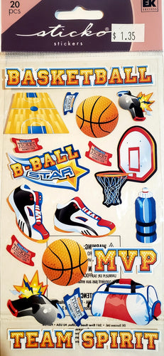 Sticko  - flat sticker sheets -  basketball