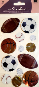Sticko  - dimensional sticker sheets -  metallic sports balls