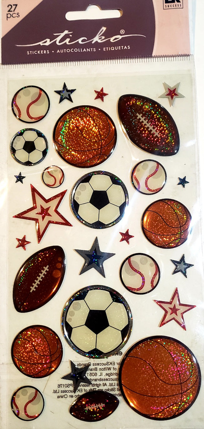 Sticko  - dimensional sticker sheets -  epoxy sports balls