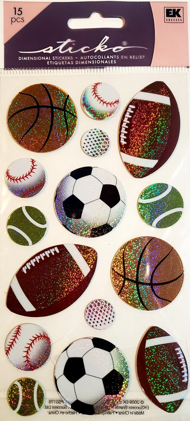 Sticko  - dimensional sticker sheets -  popular sports balls