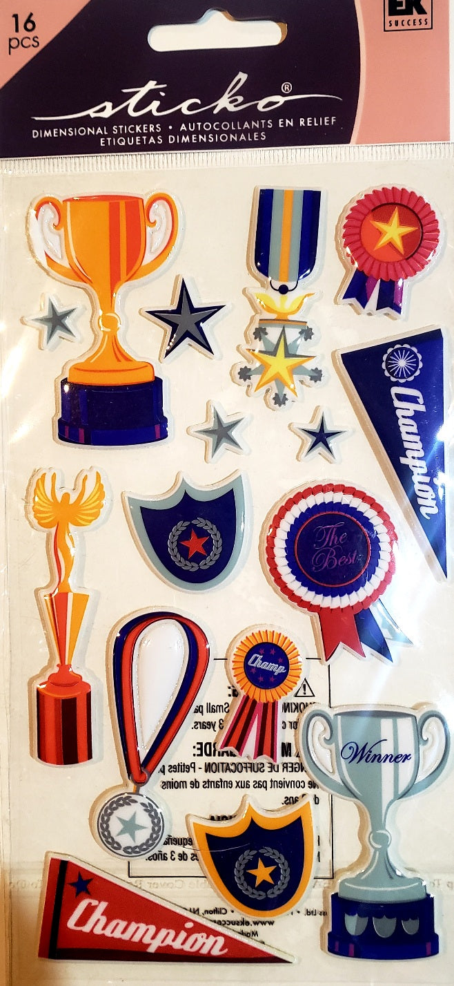 Sticko  - dimensional sticker sheets -  trophies trophy