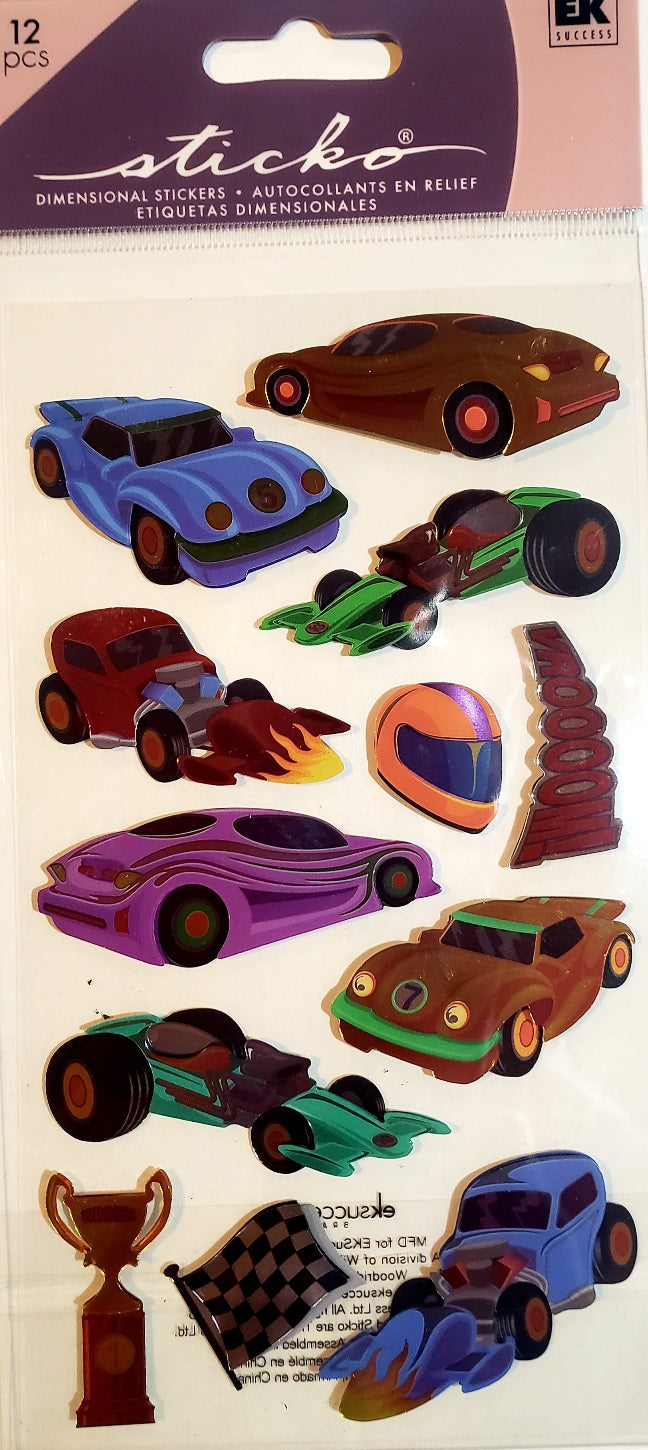Sticko  - dimensional sticker sheets -  race cars