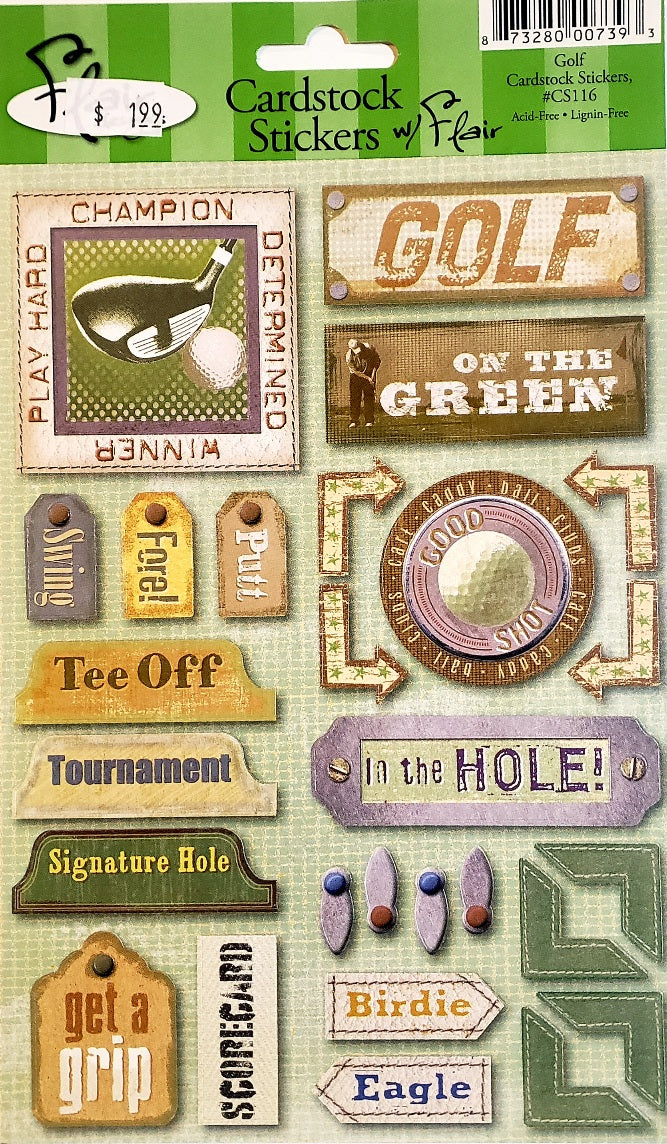 Flair designs - flip it cardstock sticker sheet - golf